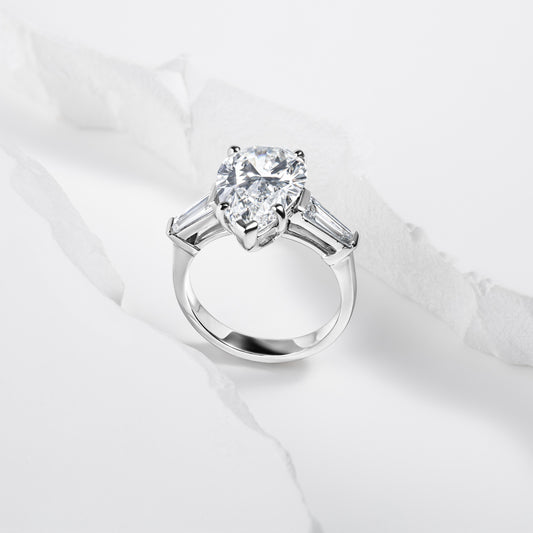 Trilogy Pear and Baguette Diamond Ring