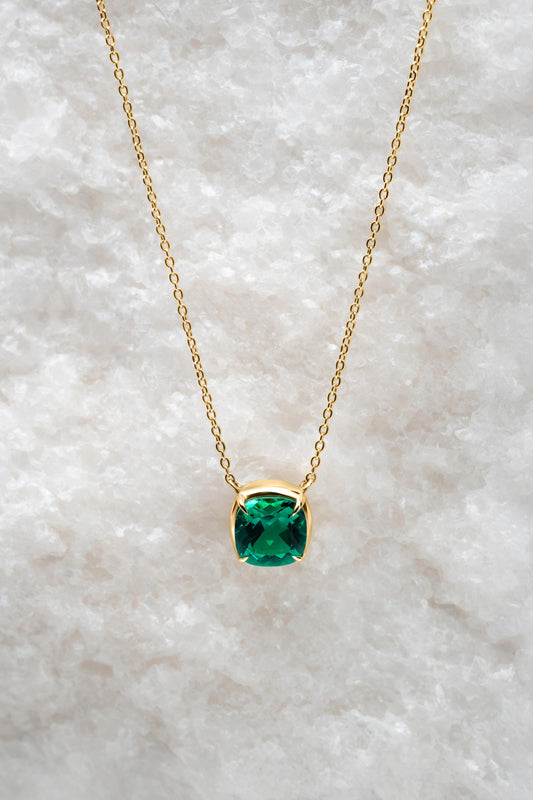 Emerald Cushion Pendant