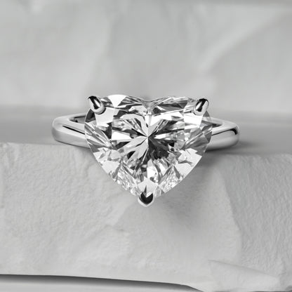 Heart cut diamond solitaire ring front  