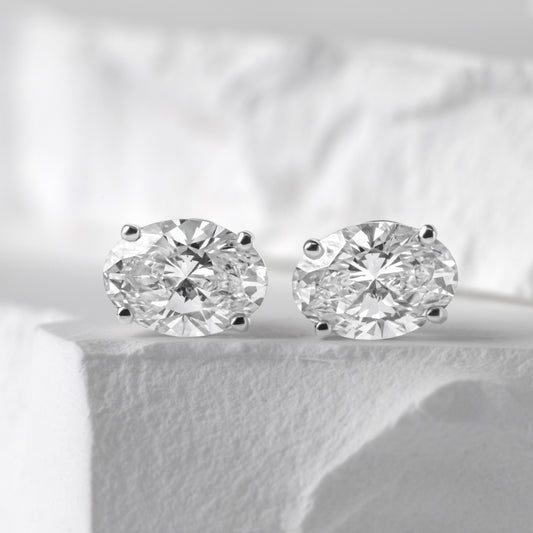 Oval diamond stud earrings 