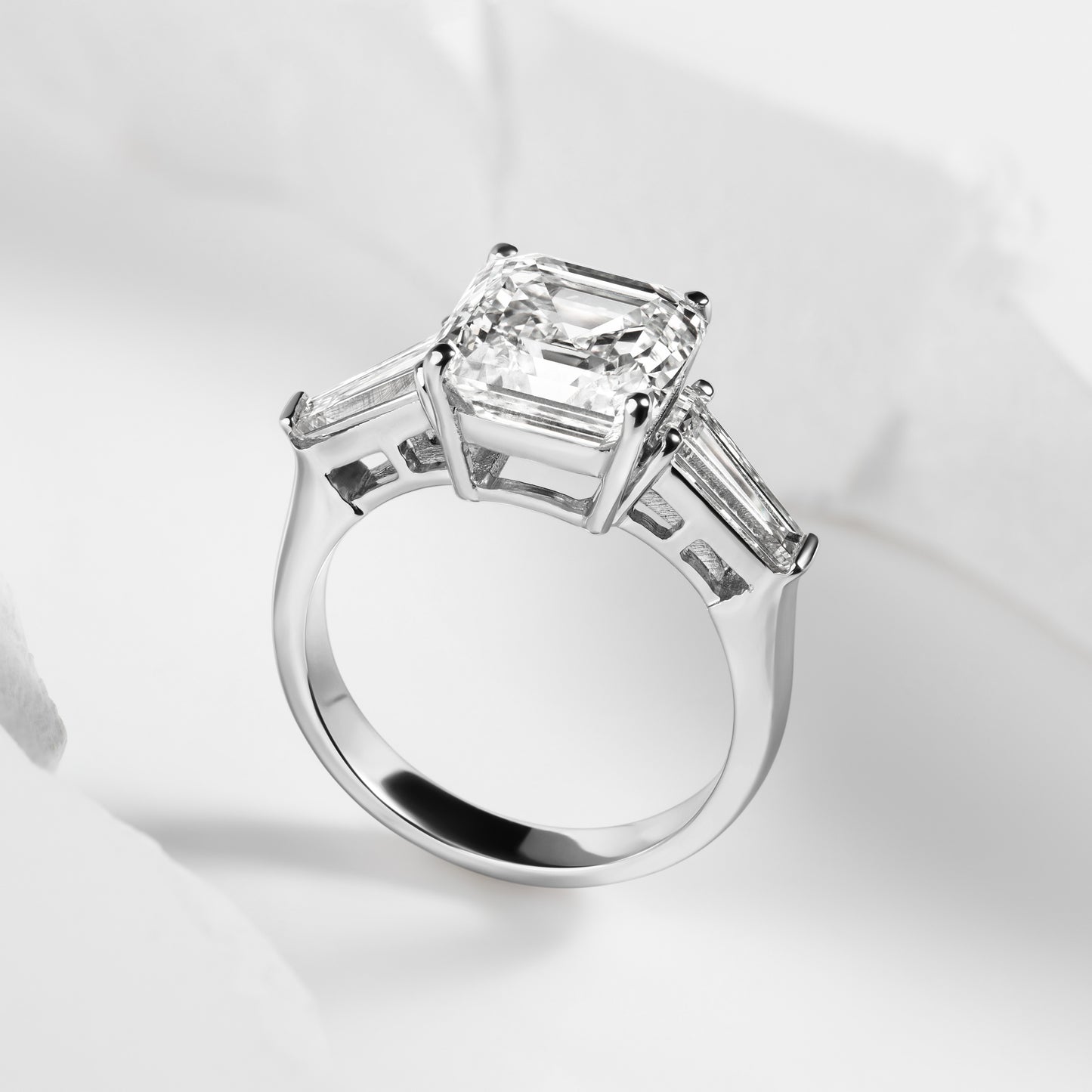 three stone asscher ring 