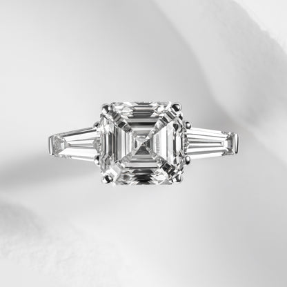 three stone asscher ring side 